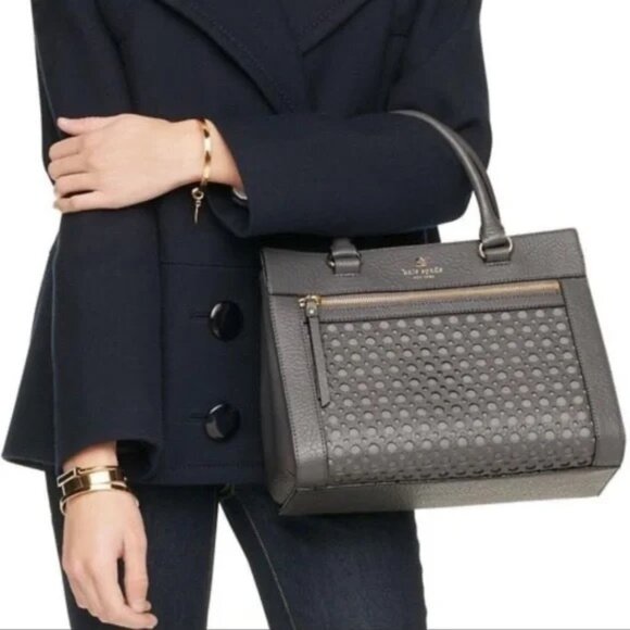 KATE SPADE~Perry Lane Romy~LEATHER SATCHEL 3 COMPARTMENT CROSSBODY BAG - Picture 2 of 6